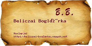 Beliczai Boglárka névjegykártya